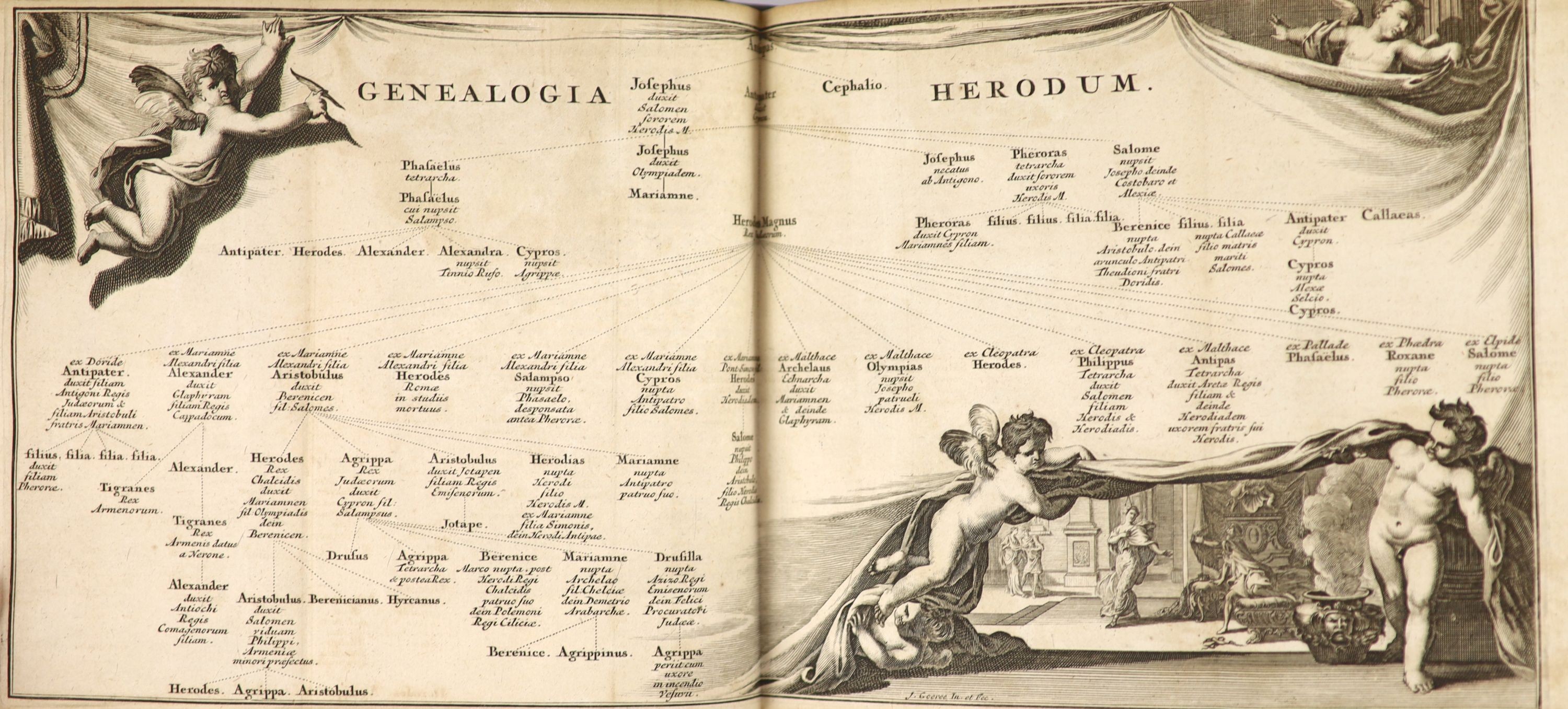 Reland, Adrianus - Palaestina ex Monumentis Verteribus Illustrata, 2 vols in 1, qto, contemporary vellum, folding portrait with 10 maps